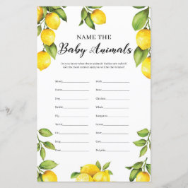 Papier Citrons Citrus Nom Le Bébé Animaux Jeu