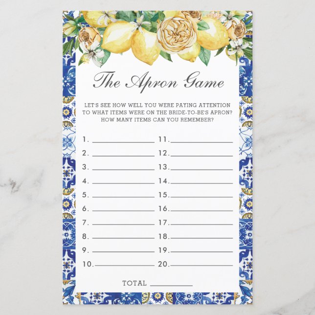 Papier Citrons d'été Fête des mariées florale L'Apron Jeu (Devant)