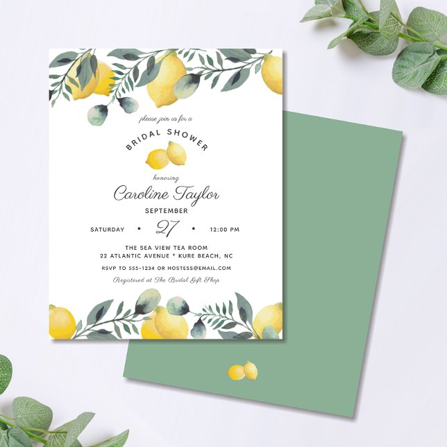 Papier Citrons Eucalyptus Budget Douche nuptiale Invitati (Créateur téléchargé)