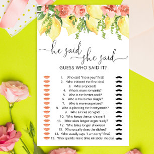 Papier Citrons Il A Dit Qu'Elle A Dit Fête des mariées Ga