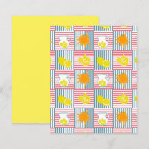 Citrons jaunes Orange Soleil Rose Turquoise rayure