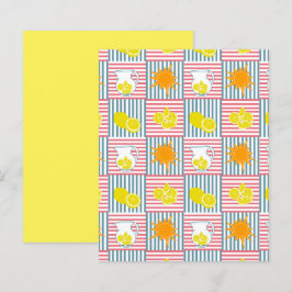 Papier Citrons jaunes Orange Soleil Rose Turquoise rayure