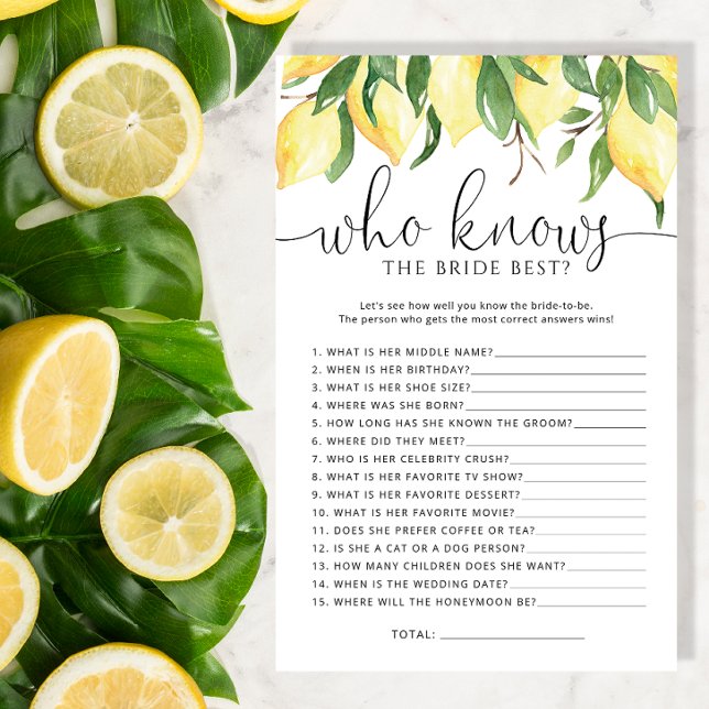 Papier Citrons qui connaît Marié le meilleur jeu de douch (Créateur téléchargé)