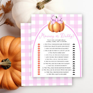 Papier Citrouille arc rose baby shower maman ou papa jeu