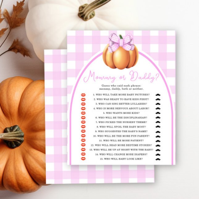 Papier Citrouille arc rose baby shower maman ou papa jeu (Créateur téléchargé)