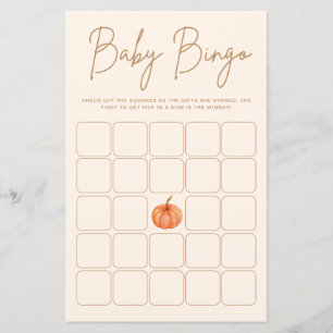 Papier Citrouille Automne Baby shower Bingo Jeu