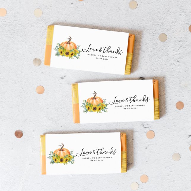 Papier Citrouille Automne Baby shower Candy Bar Wrapper (Créateur téléchargé)