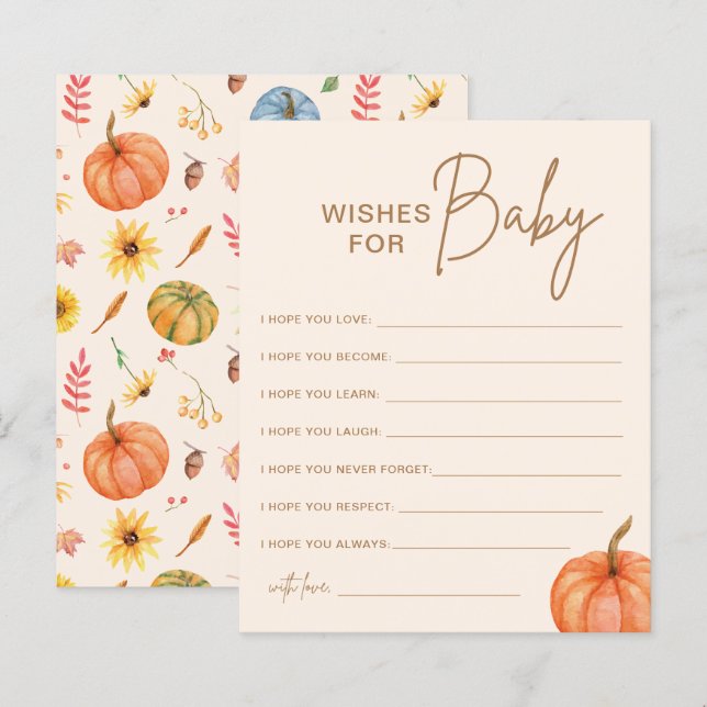 Papier Citrouille Automne veut pour Baby shower jeu (Devant / Derrière)
