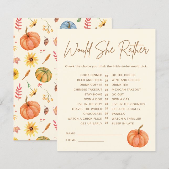 Papier Citrouille Automne Voudrait-Elle Plutôt Fête des m (Devant / Derrière)