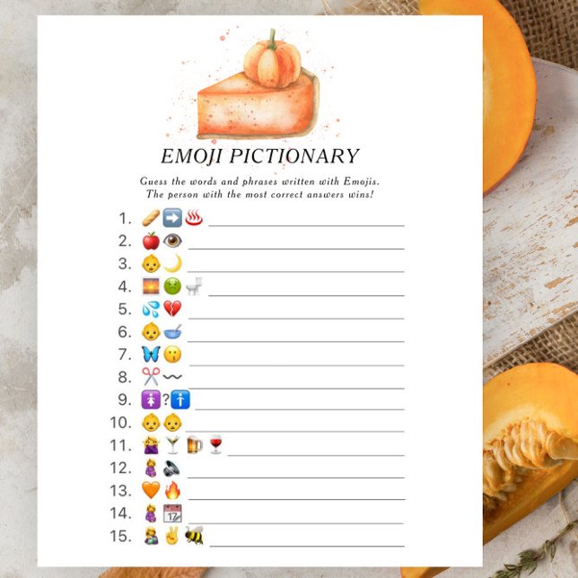 Papier Citrouille baby shower à tarte Emoji jeu pictionna (Créateur téléchargé)