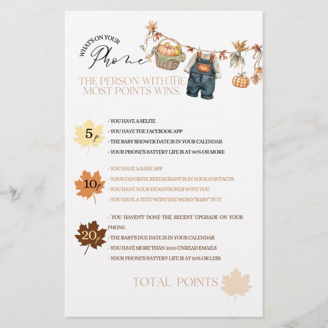 Papier Citrouille Baby shower d'automne Qu'est-ce que sur (Devant)