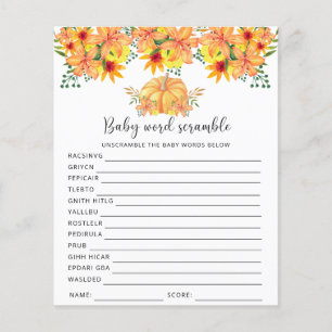 Papier Citrouille - Bébé Word Scramble   Jeu Baby shower