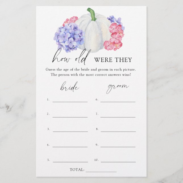 Papier Citrouille blanc - Quel âge avaient-ils la mariée  (Devant)