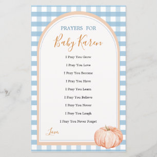 Papier Citrouille Boho Blue En vichy Love Prières pour bé