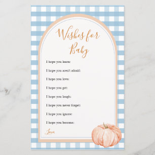 Papier Citrouille Boho Blue En vichy Voeux pour Baby Game