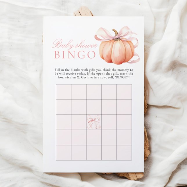 Papier Citrouille Bow Girl Baby shower cadeau Bingo Jeu (Créateur téléchargé)