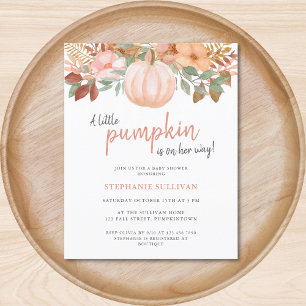 Papier Citrouille Budget Automne Floral Baby shower Invit