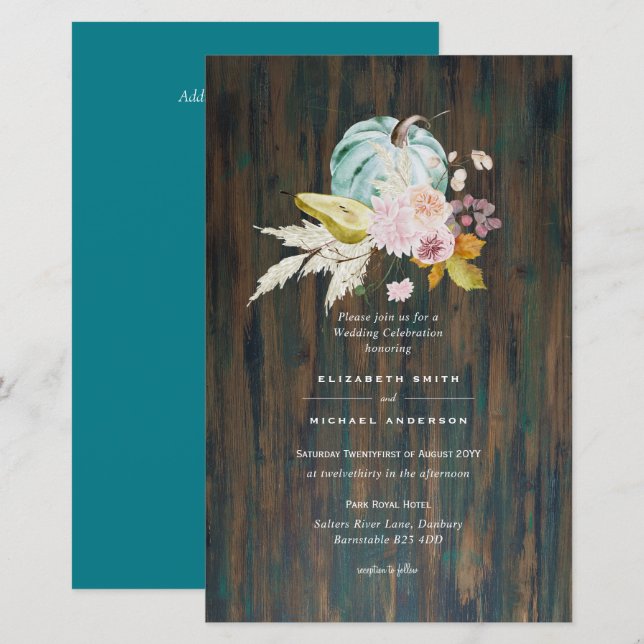 Papier CITROUILLE BUDGET AUTOMNE Thanksgiving Wedding Wed (Devant / Derrière)