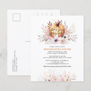 Papier Citrouille Budget Thanksgiving Diner Invitation