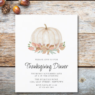 Papier Citrouille Budget Thanksgiving Diner Invitation
