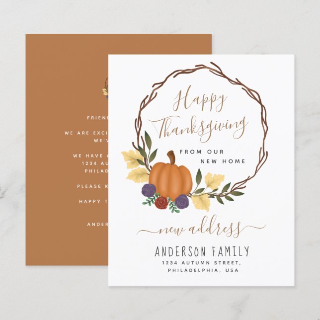 Papier Citrouille budgétaire - Nouvelle Faire-part d'adre (Devant / Derrière)