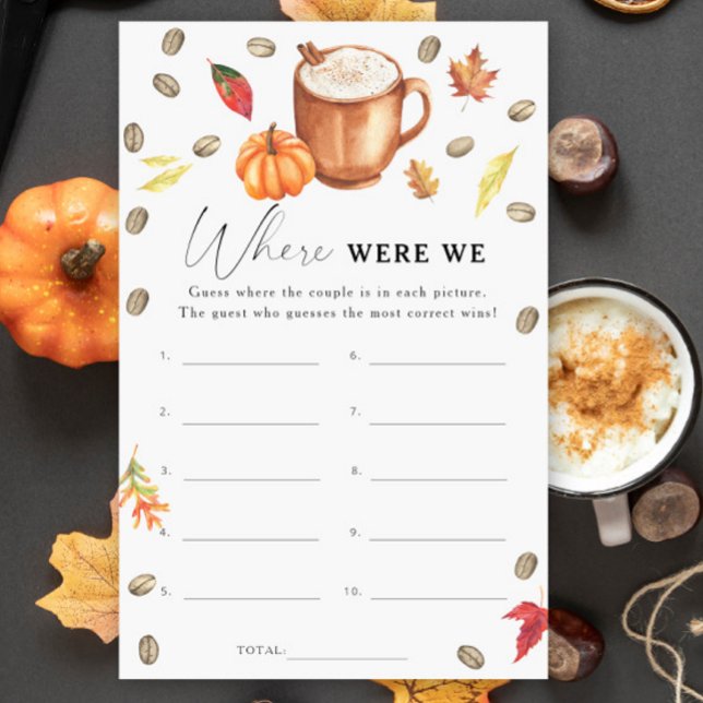 Papier Citrouille Café douche nuptiale Où étions-nous jeu (Créateur téléchargé)