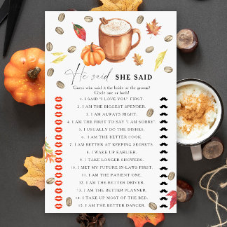 Papier Citrouille Coffee douche nuptiale Il dit qu'elle d