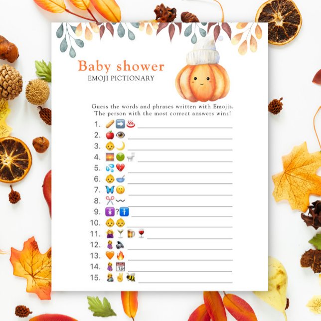 Papier Citrouille d'automne - baby shower émoticône picti (Créateur téléchargé)