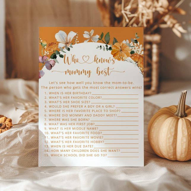 Papier Citrouille d'automne Qui connaît maman meilleur je (Créateur téléchargé)