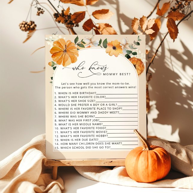 Papier Citrouille d'automne Qui connaît maman meilleur je (Créateur téléchargé)