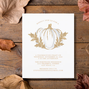 Papier Citrouille d'or Budget Thanksgiving Dîner Invitati
