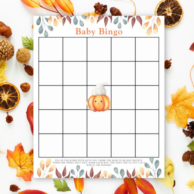 Papier Citrouille en casquette - Baby shower jeu de bingo (Créateur téléchargé)