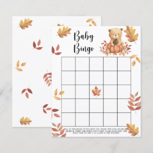 Papier Citrouille et ours - Baby shower jeu de bingo
