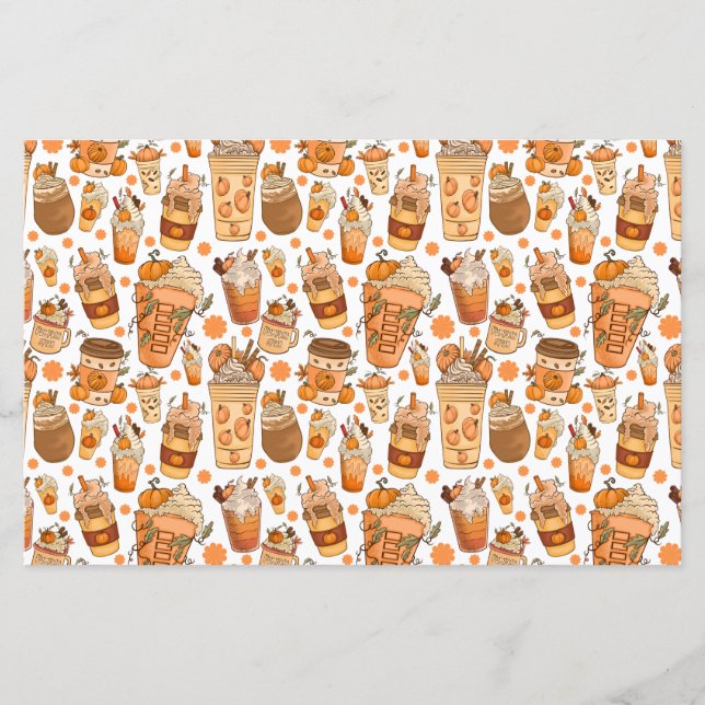 Papier Citrouille Latte de café d'automne Motif (Devant)