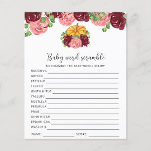 Papier Citrouille - Mélange de mots bébé Jeu de Baby Sh