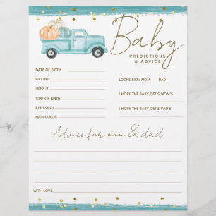 Papier Citrouille minimaliste Automne bébé garçon douche 