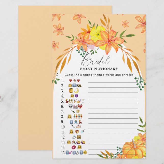 Papier Citrouille - nuptiale douche émoticônes jeu (Devant / Derrière)