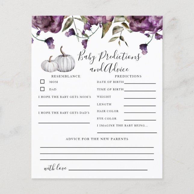Papier Citrouille Purple Baby Predictions & Conseils Card (Devant)