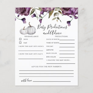 Papier Citrouille Purple Baby Predictions & Conseils Card