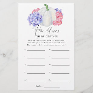 Papier Citrouille - Quel âge avait la mariée pour être je