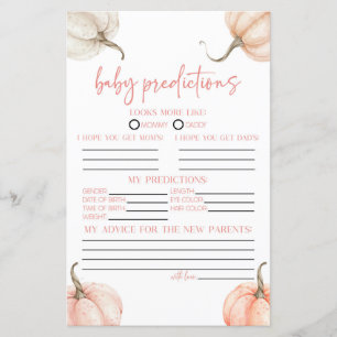 Papier Citrouille rose Automne Baby shower de prédictions