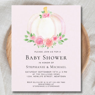 Papier Citrouille rose budget Couples Baby shower Invitat
