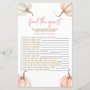 Papier Citrouille Rose Chute Trouver L'Invité Baby shower