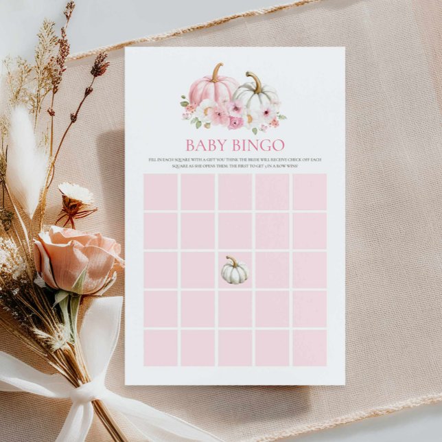 Papier Citrouille rose Fall Girl Baby Bingo Game Card (Fall Girl Baby Bingo Card)