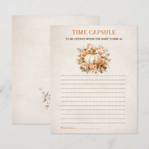 Papier Citrouille Rustic Time Capsule Card Baby shower d'