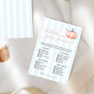 Papier Citrouille Whats in Your Purse Baby shower Jeu