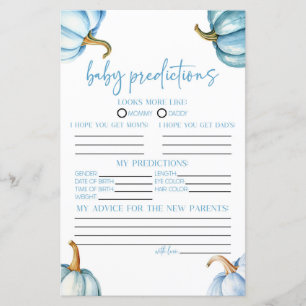 Papier Citrouilles Bleu Automne Baby shower de prédiction