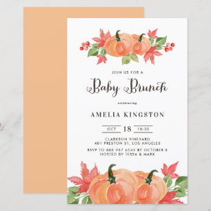Papier Citrouilles d'aquarelle automne Bébé Brunch Invita