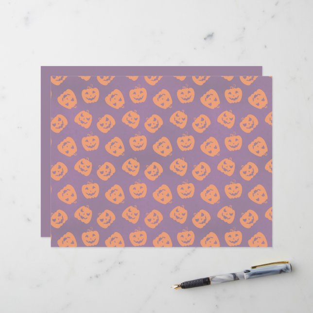 Papier Citrouilles d'Halloween sur Motif Arrière - plan v (Devant/Arrière en situation)
