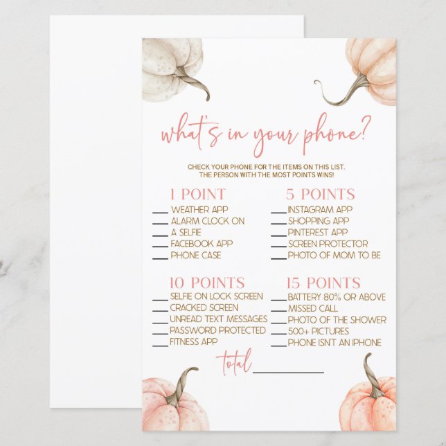 Papier Citrouilles Roses Tombent Dans Votre Baby shower D (Devant / Derrière)